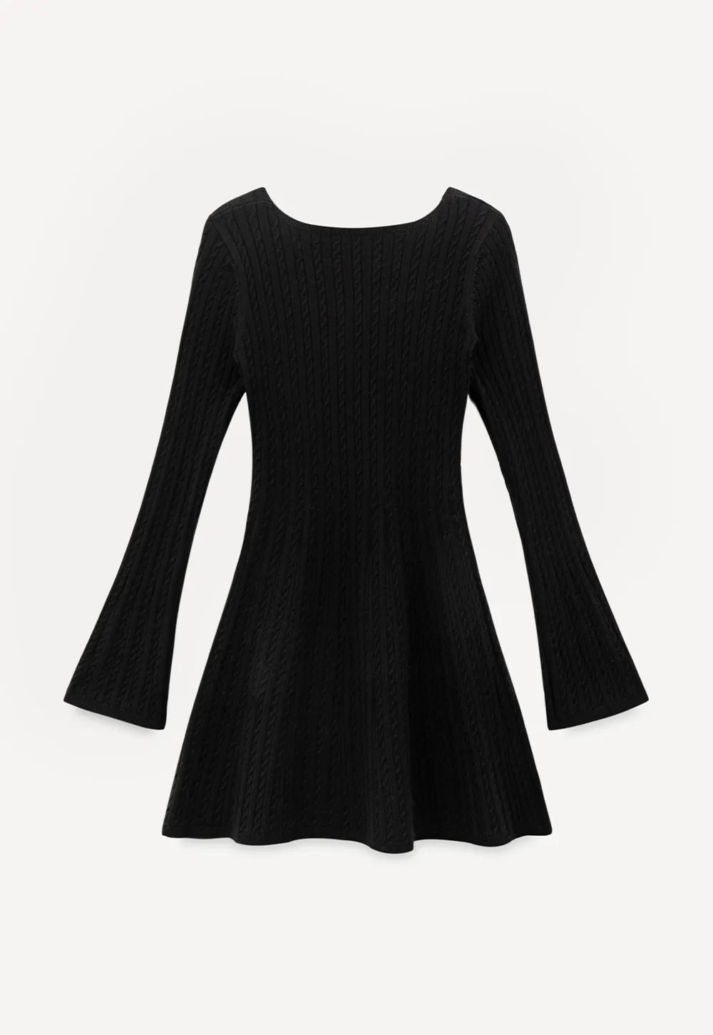Elegant Cable Knit Flare Dress