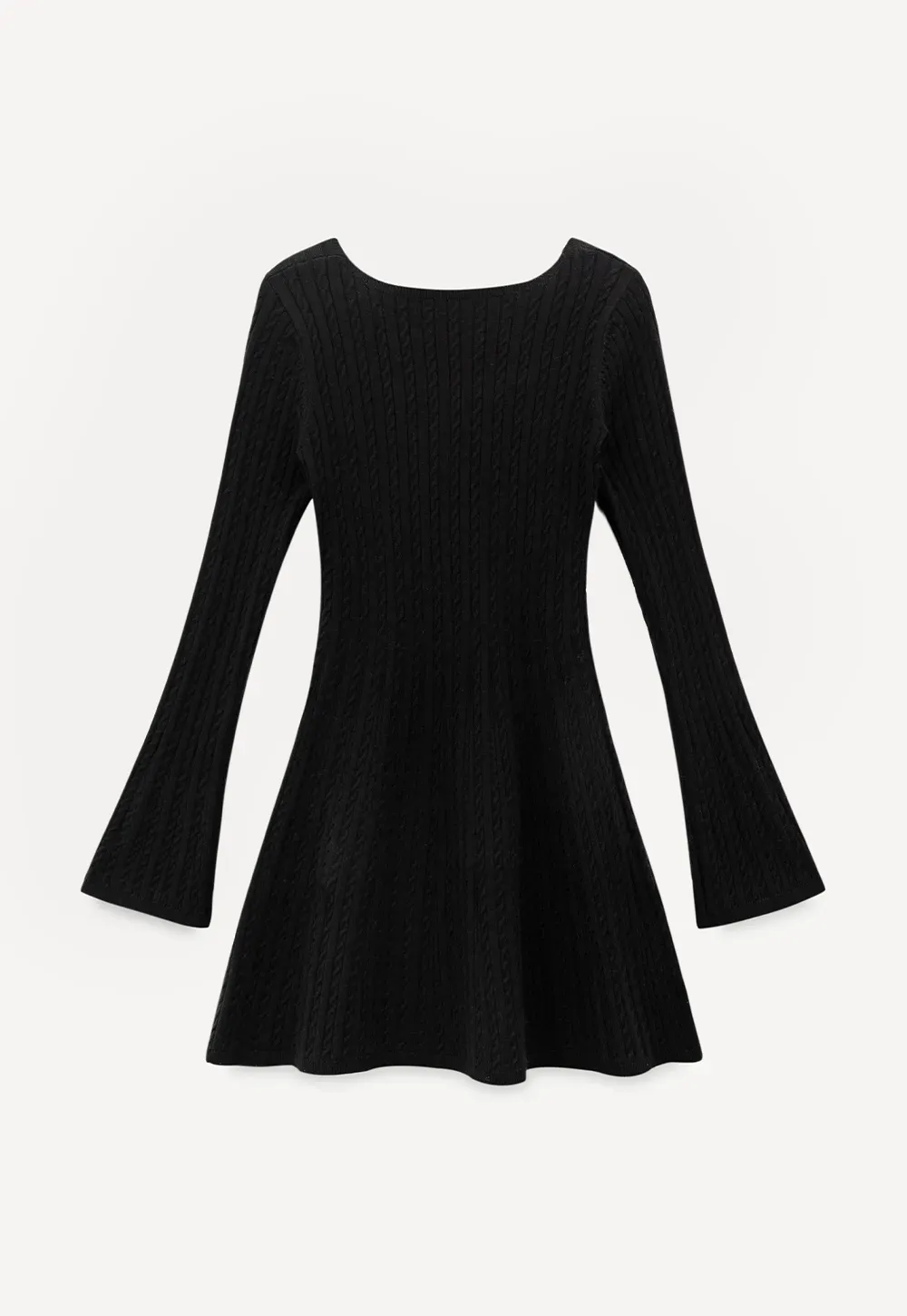 Elegant Cable Knit Flare Dress