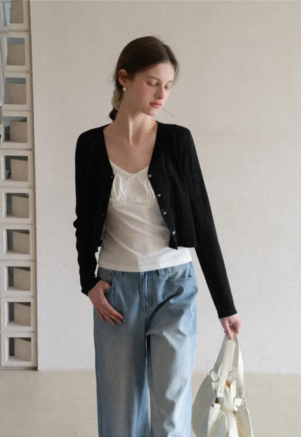 Lightweight Long Sleeve Cropped Knit Top