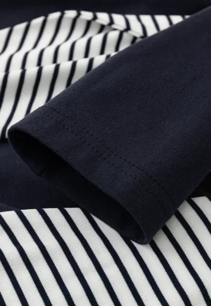 Striped collar tie front short sleeve top