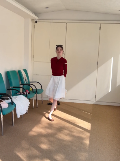 Elegant Flared Skirt with Lace Trim