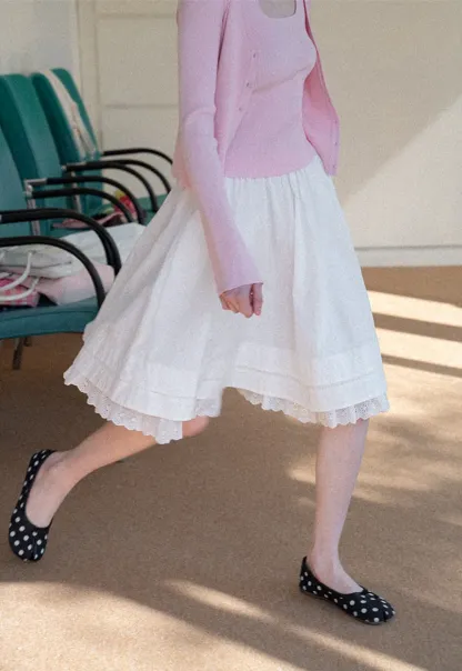 Elegant Flared Skirt with Lace Trim