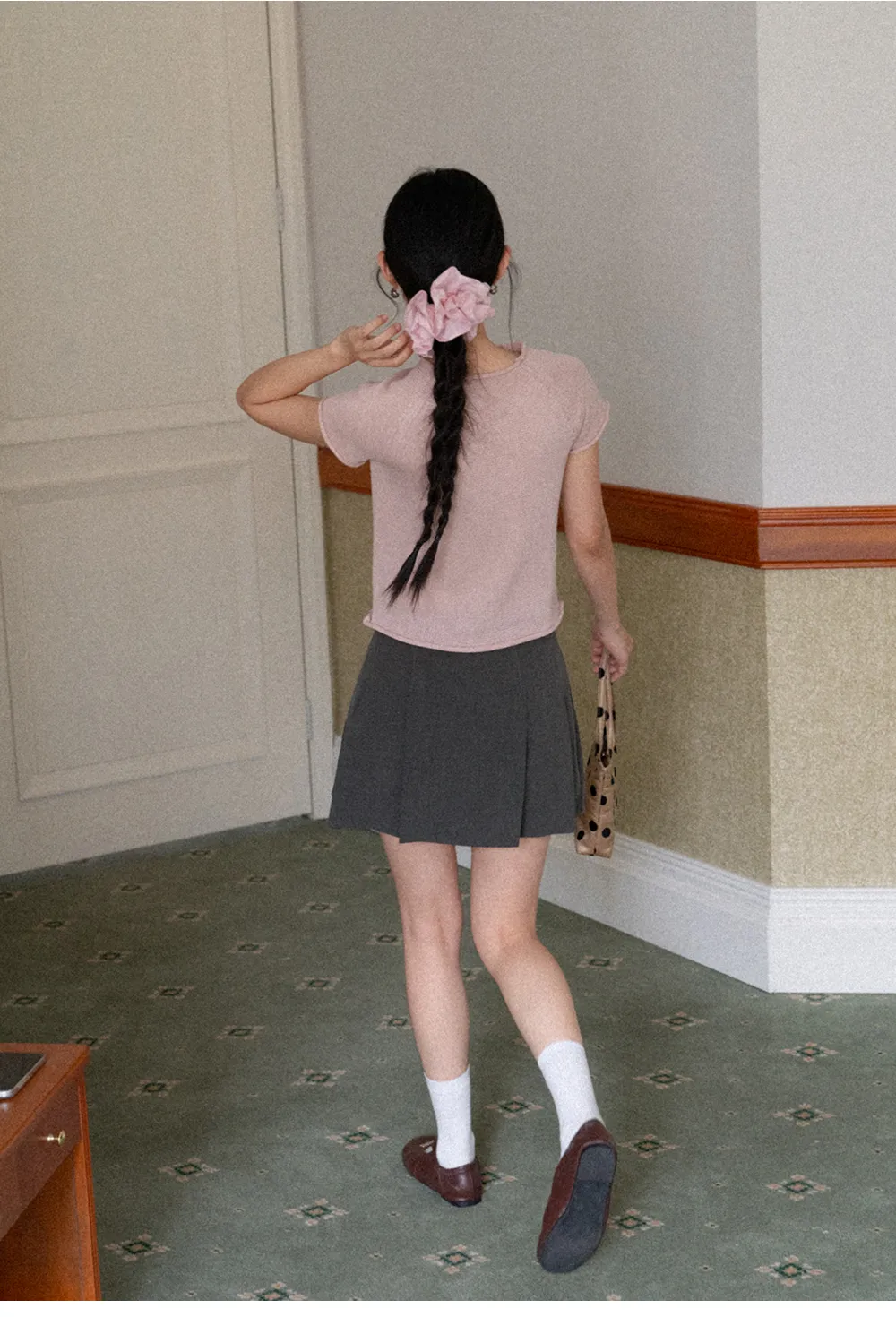 Pleated A-line Mini Skirt