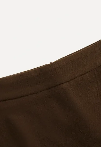 Women Faux Suede A-line Mini Skirt High Waist