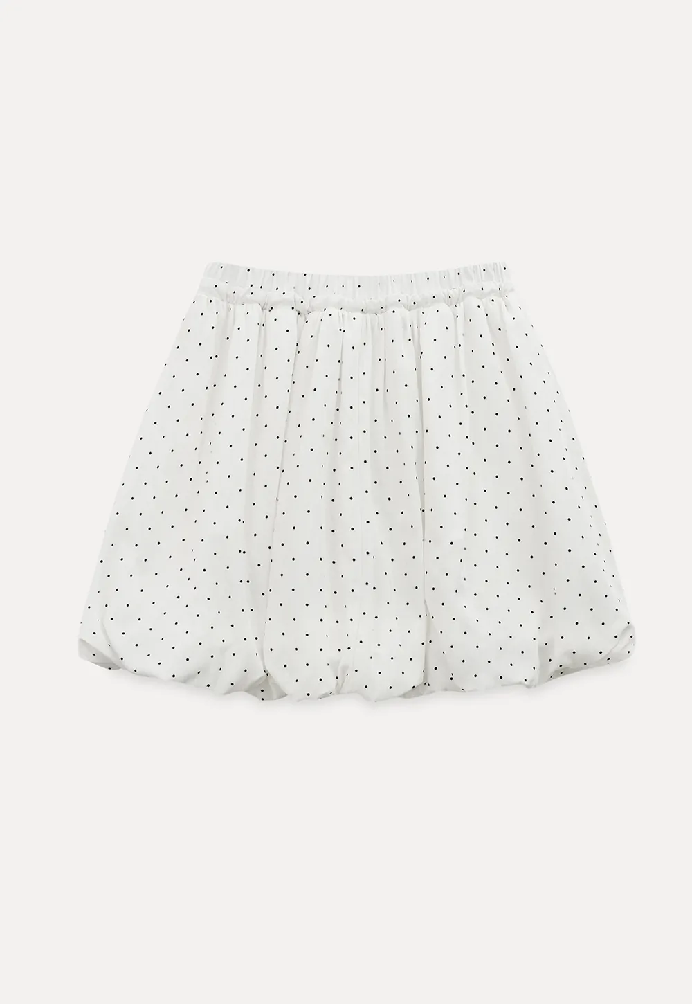 Polka dot pleated mini skirt with drawstring waist