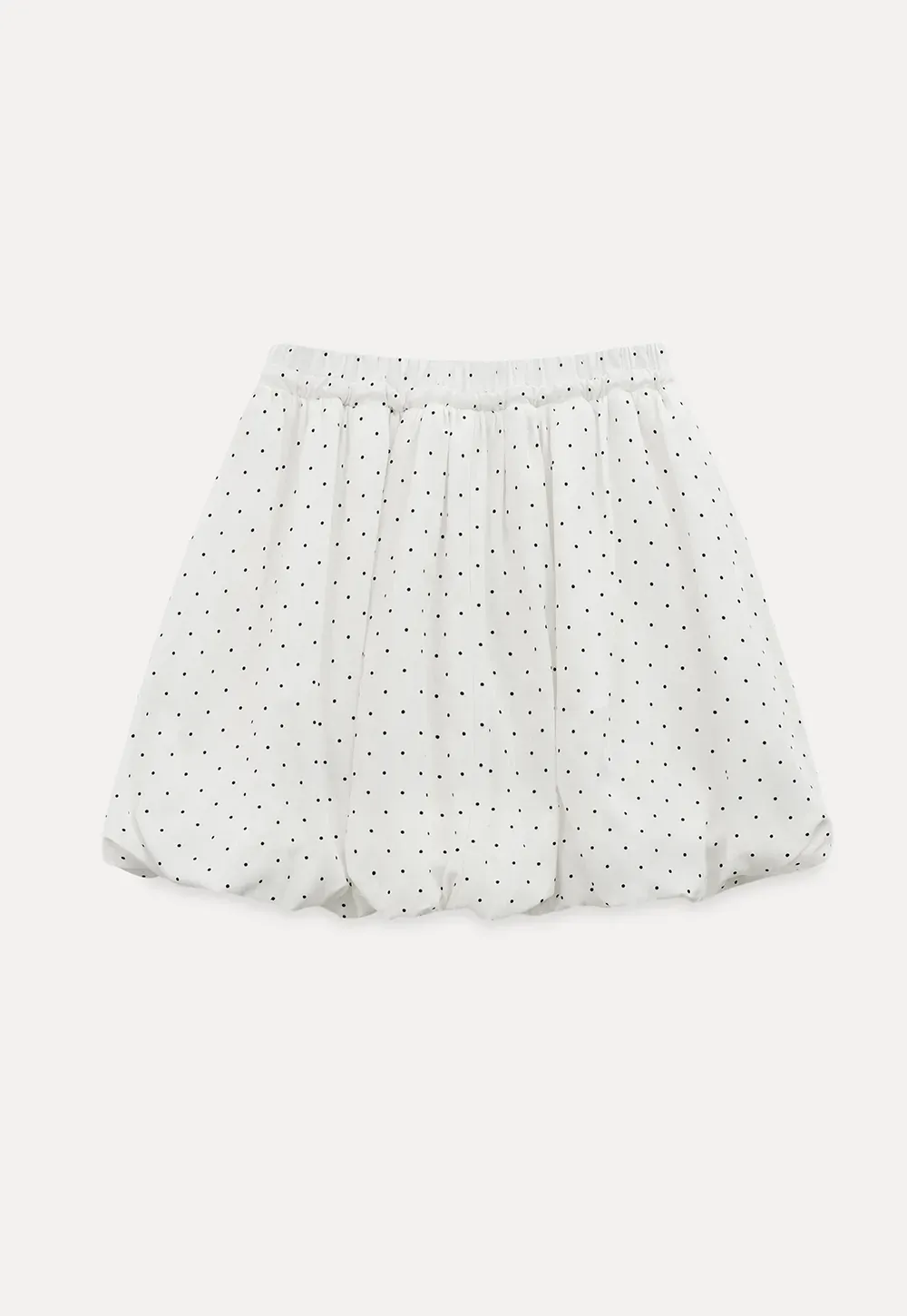 Polka dot pleated mini skirt with drawstring waist