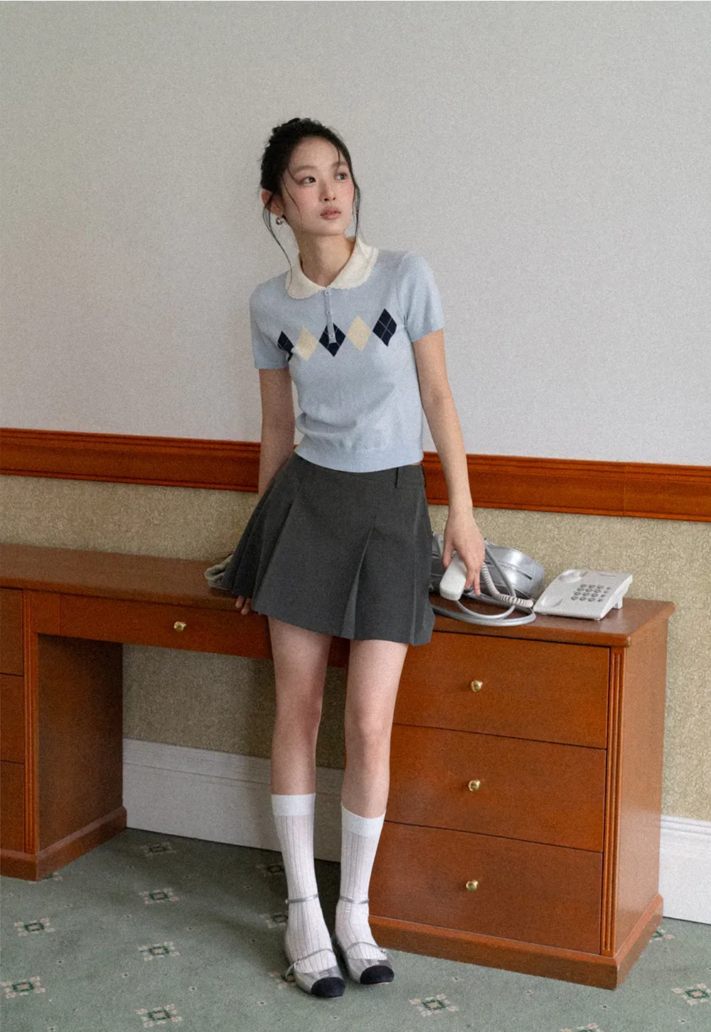 Pleated A-line Mini Skirt