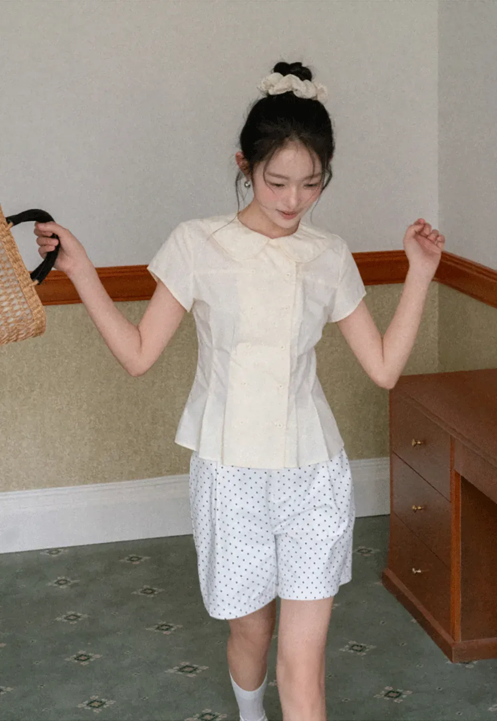 Polka Dot Shorts with Pleated Design