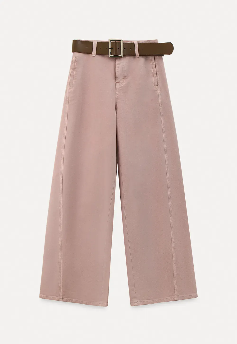 Wide leg high waist denim jeans with belt loop design