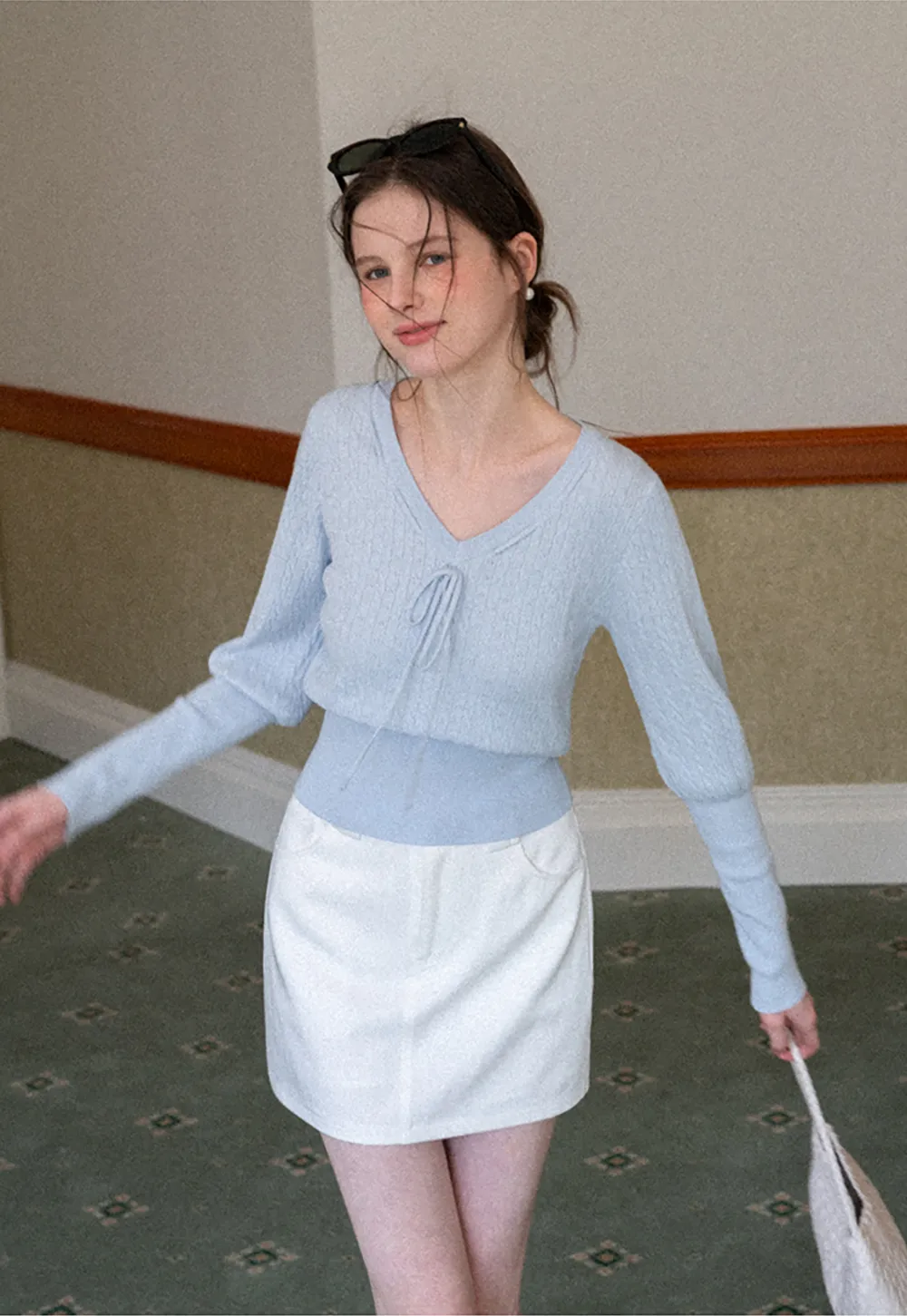 A-line mini skirt with front zipper and belt loops