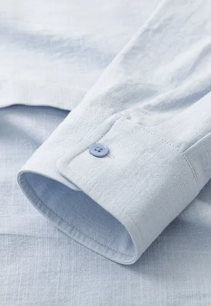 Lightweight long sleeve button front shirt with lace trim