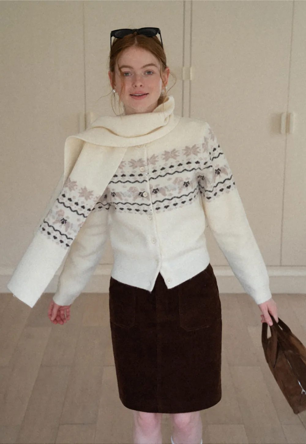 Winter Fair Isle Knit Sweater with Snowflake and Animal Pattern