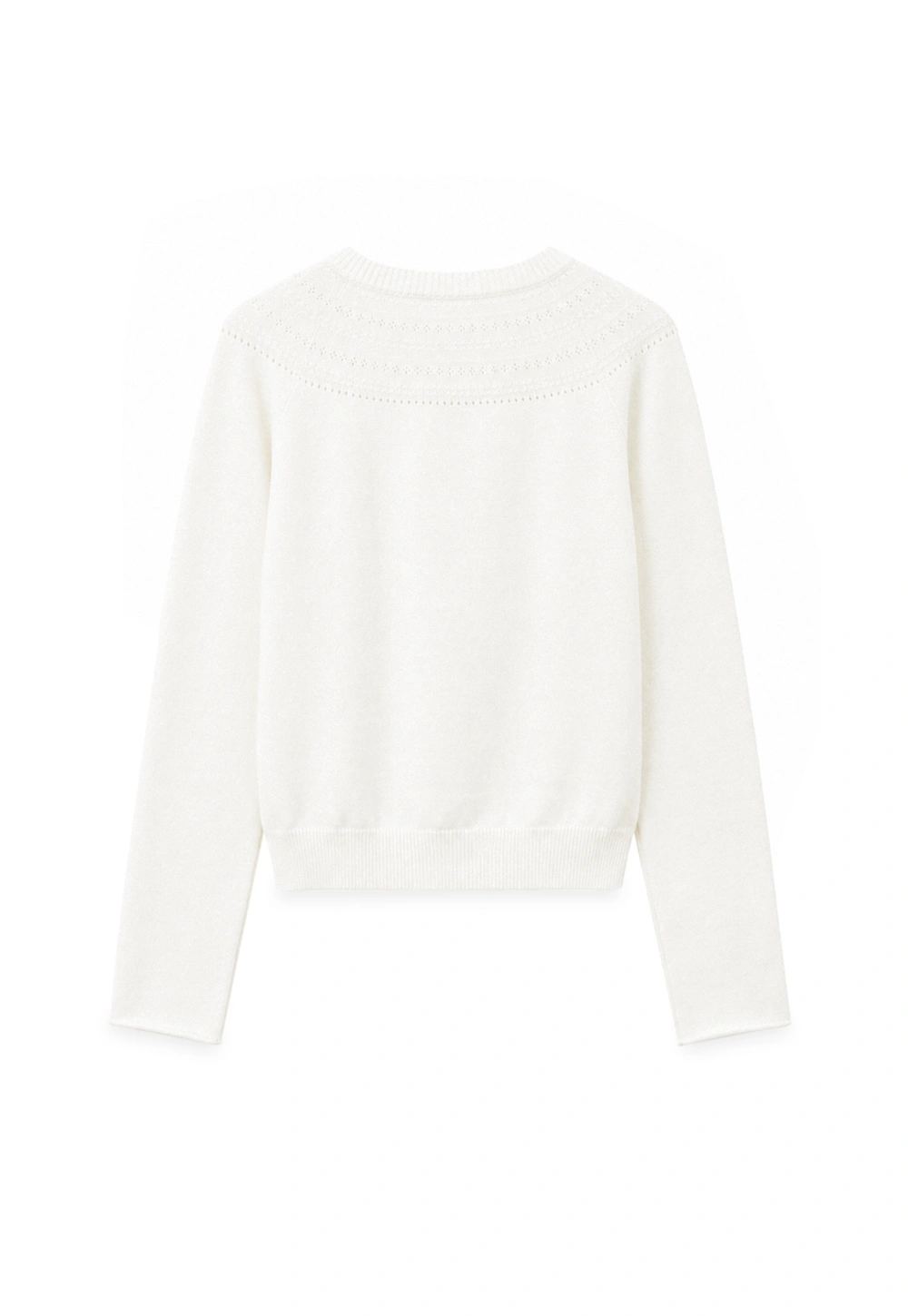 Textured Yoke Detail Woolen Knit Sweater