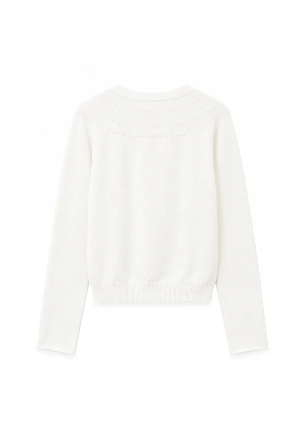 Textured Yoke Detail Woolen Knit Sweater