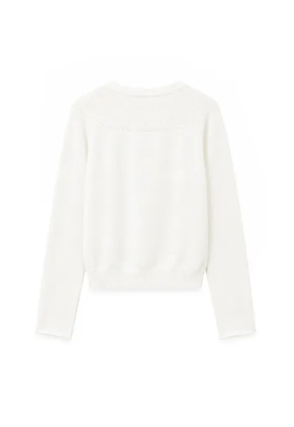 Textured Yoke Detail Woolen Knit Sweater
