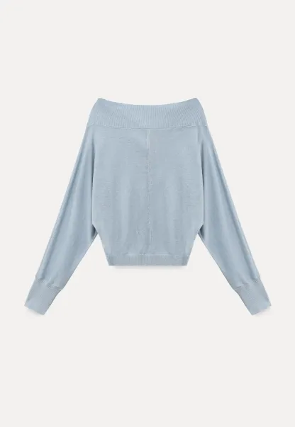 Off Shoulder Knit Cardigan with Button Front