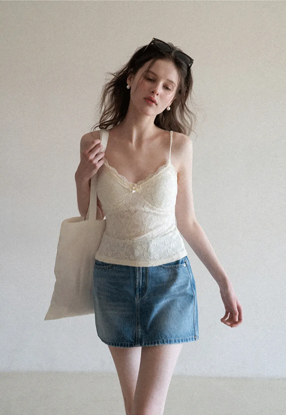 Lace Trimmed Camisole with Thin Straps