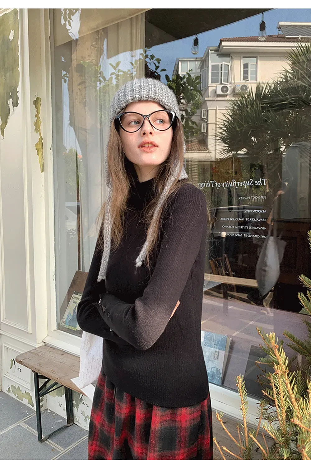 Elegant High Neck Knit Sweater with Button Detail Sleeve