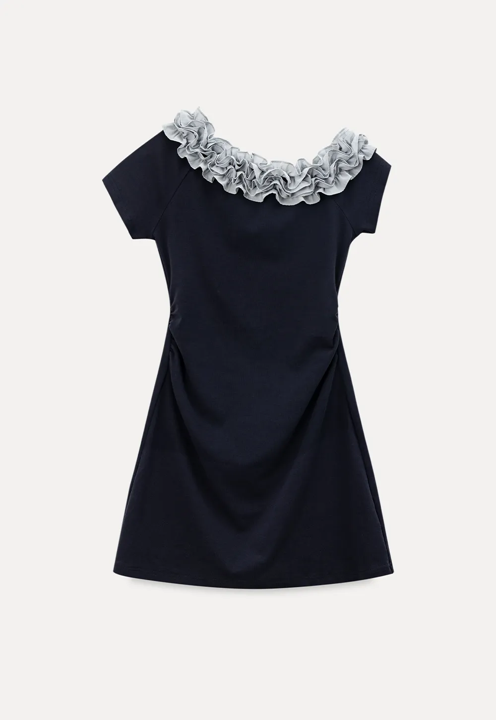 Short Sleeve Dress with Ruffled Off Shoulder Detail