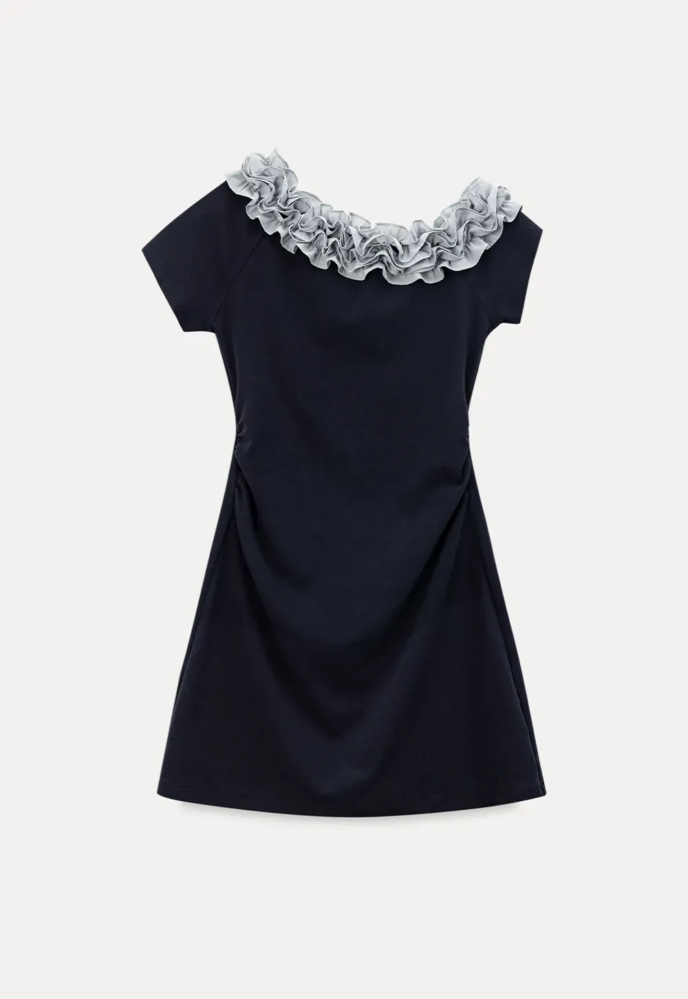 Short Sleeve Dress with Ruffled Off Shoulder Detail