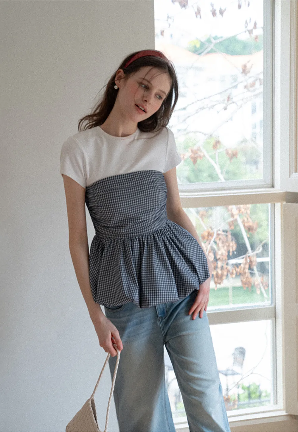 Smocked Waist Checkered Tank Top