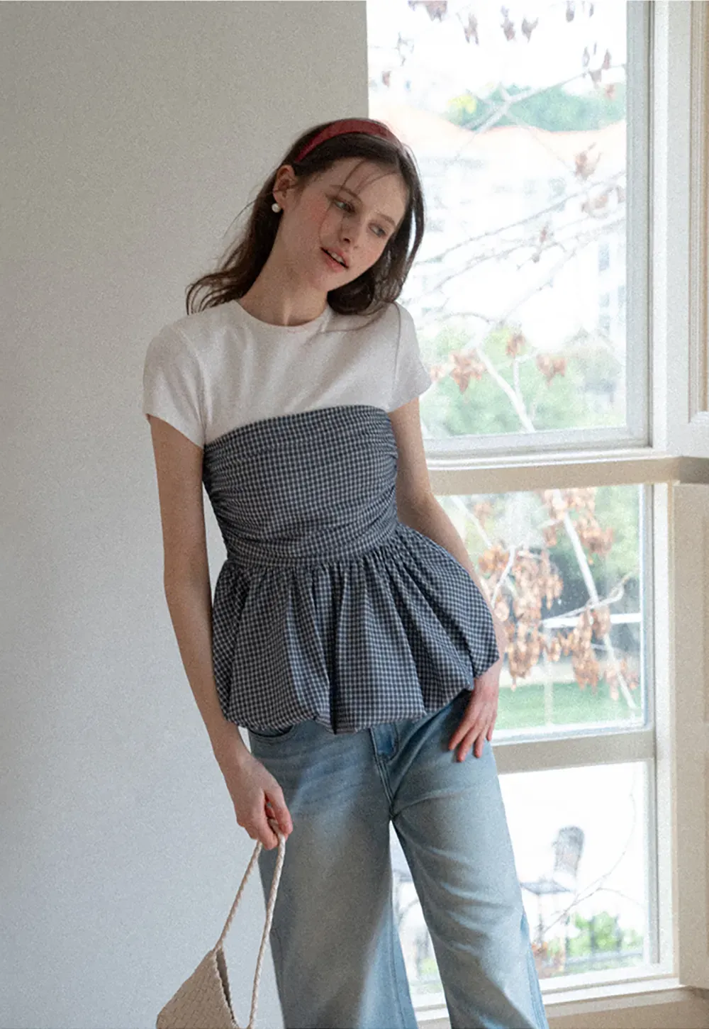 Smocked Waist Checkered Tank Top