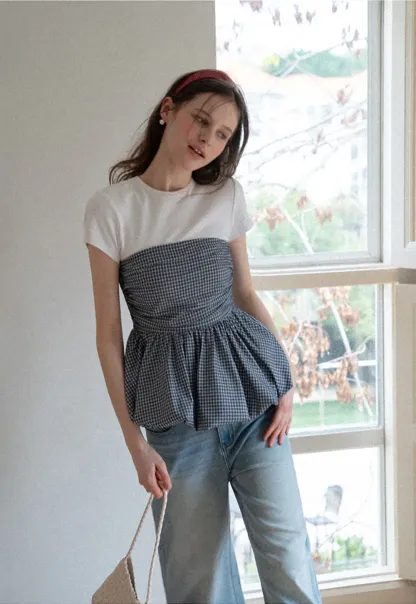 Smocked Waist Checkered Tank Top