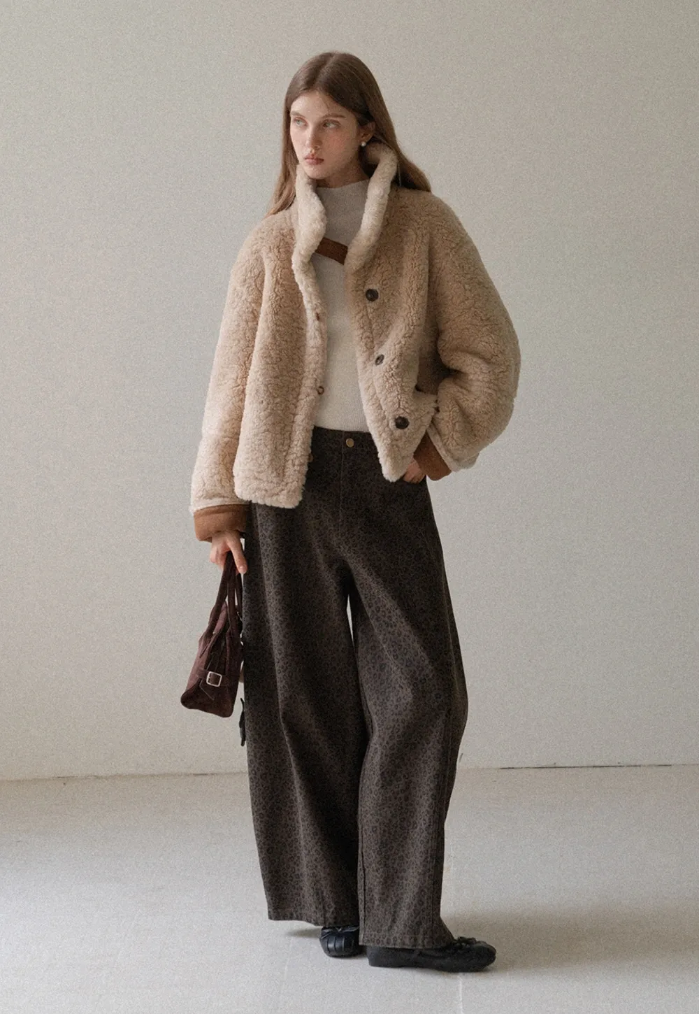 Dual-Wear Suede Patchwork Coat with Soft Teddy Fleece Lining