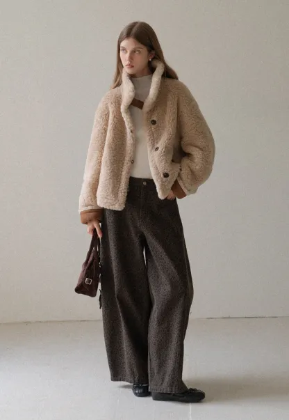 Dual-Wear Suede Patchwork Coat with Soft Teddy Fleece Lining