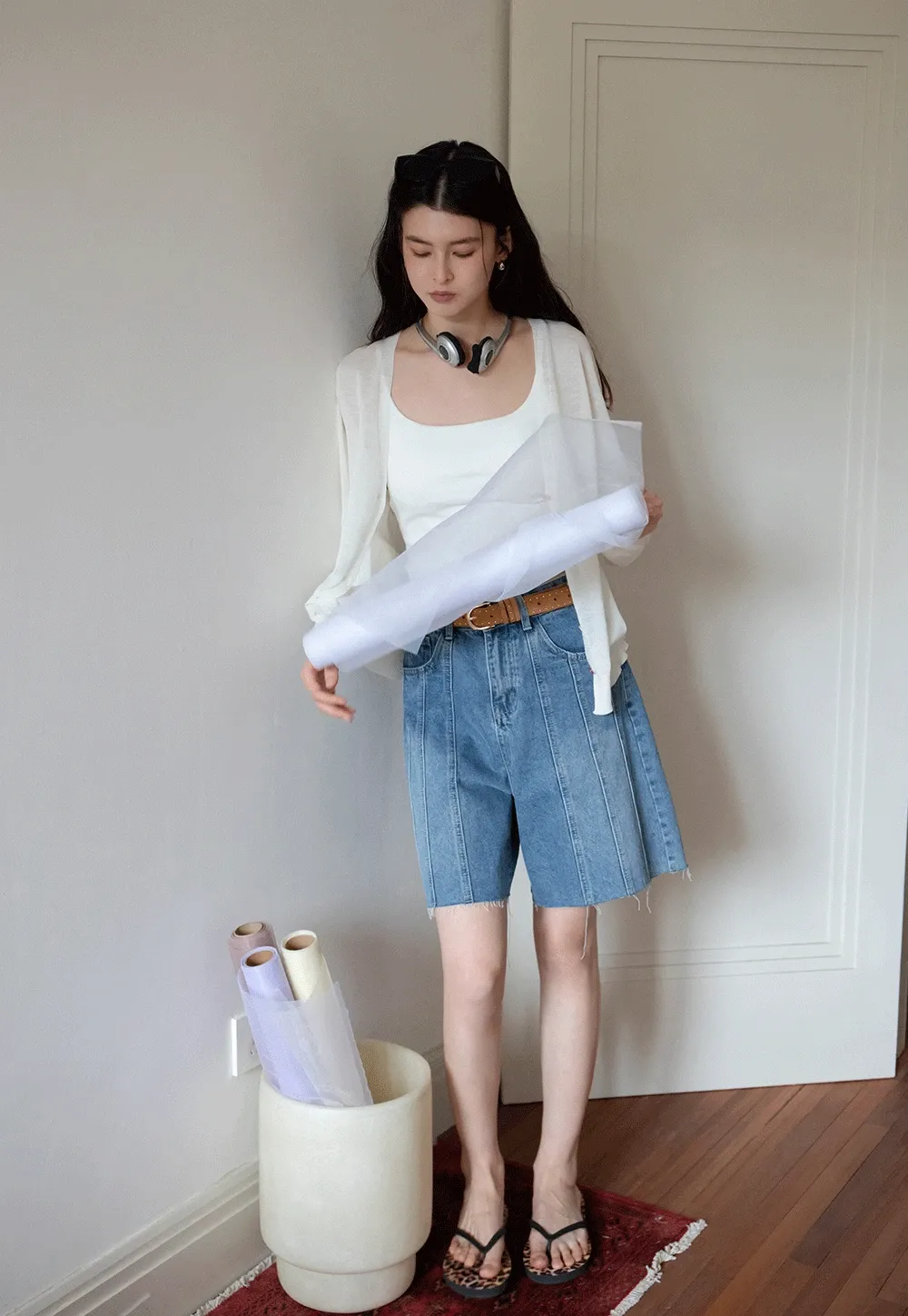 Women's V-Neck Knit Cardigan with Colorful Buttons