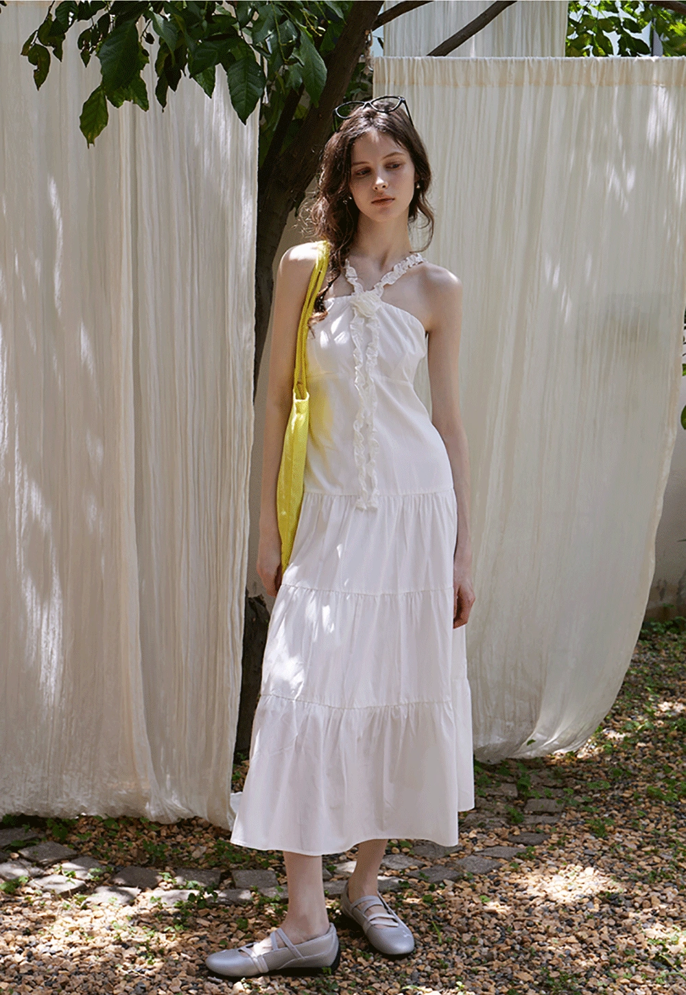 Women’s Halter Neck Tiered Midi Dress