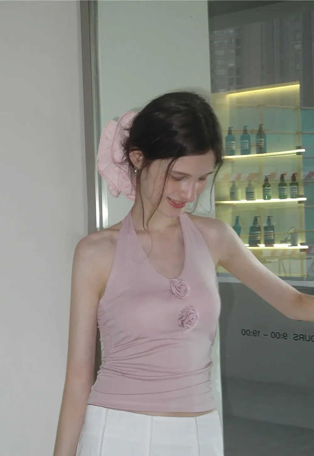 Women’s Rosette Halter Knit Tank