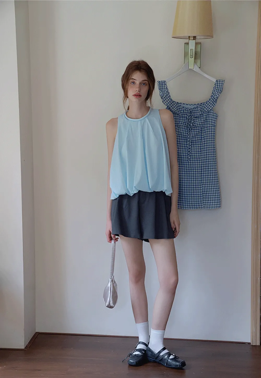 Sleeveless Balloon Hem Top