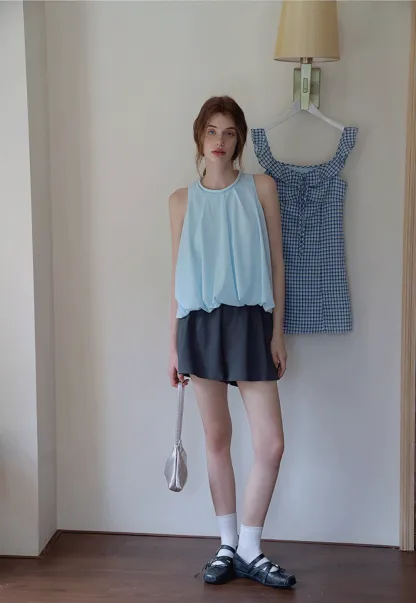 Sleeveless Balloon Hem Top