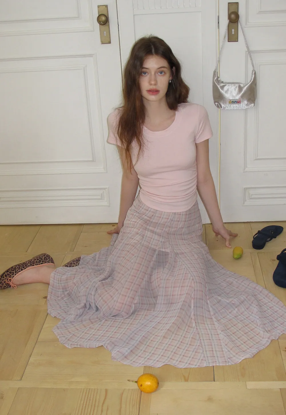 Women’s Plaid Chiffon Summer Midi Skirt