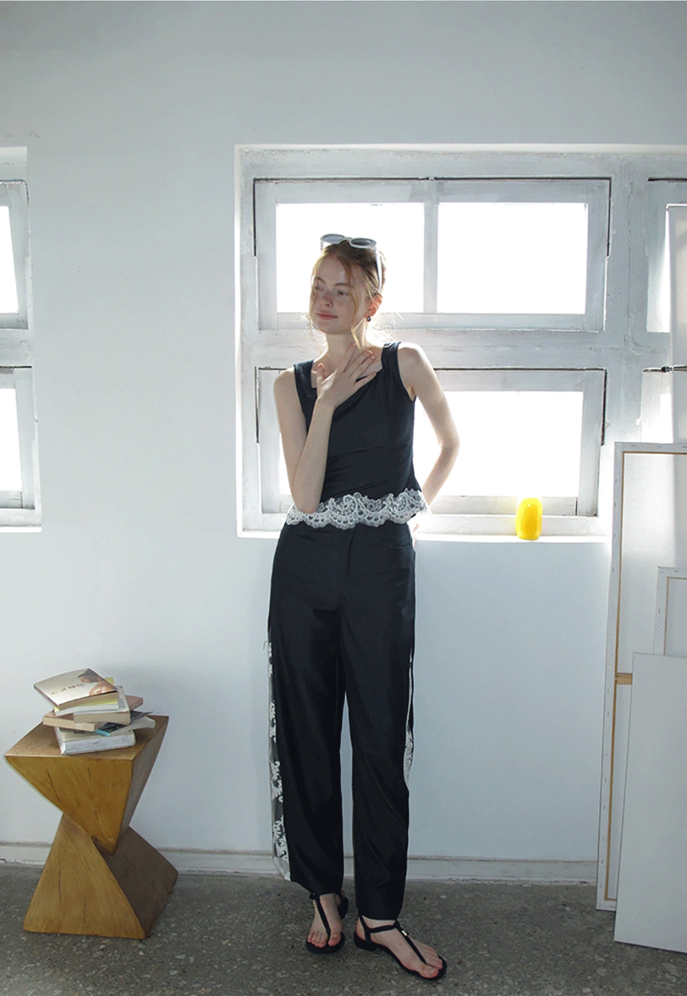 Elegant Lace Splicing Two Piece Outfit for Women