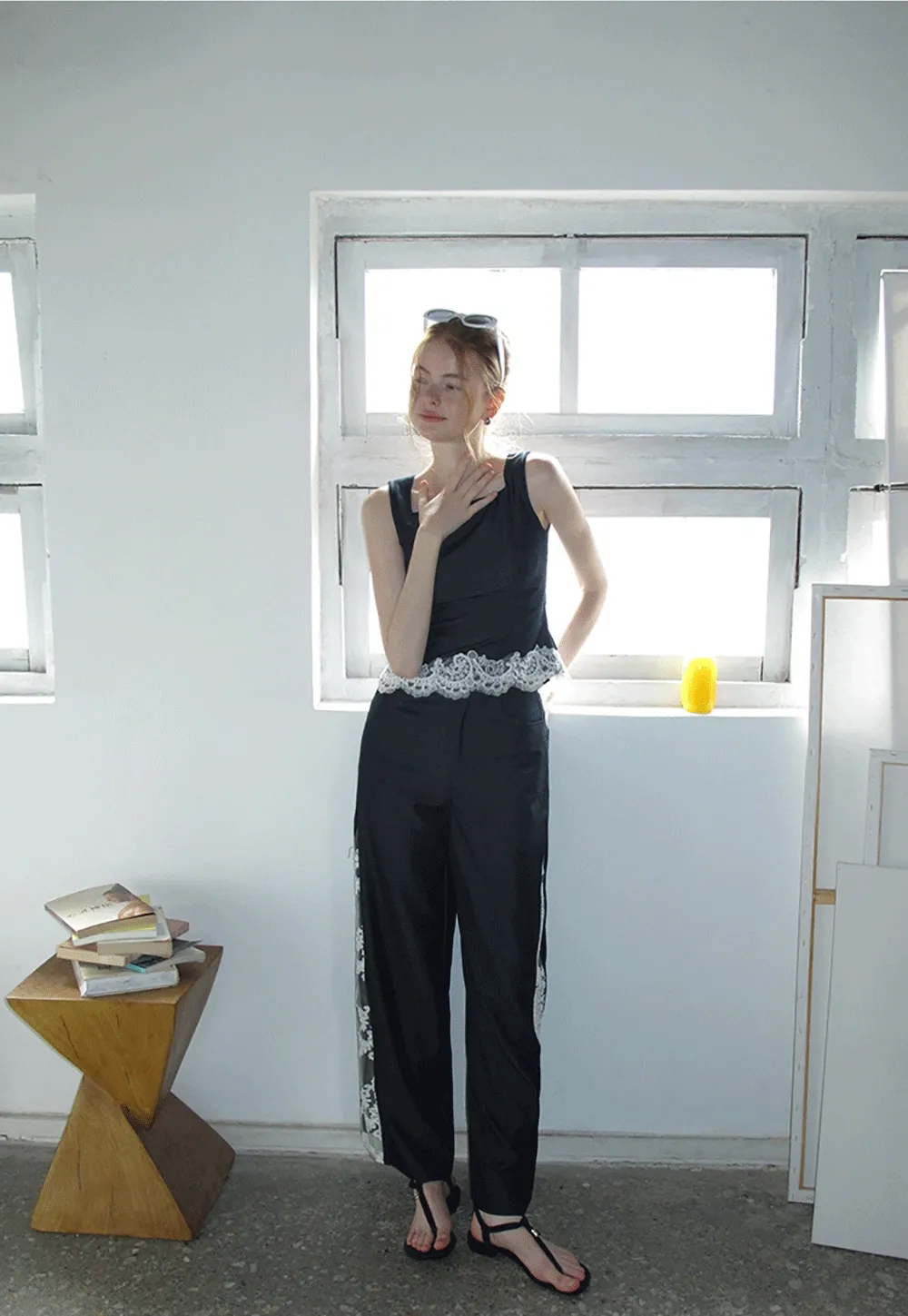 Elegant Lace Splicing Two Piece Outfit for Women