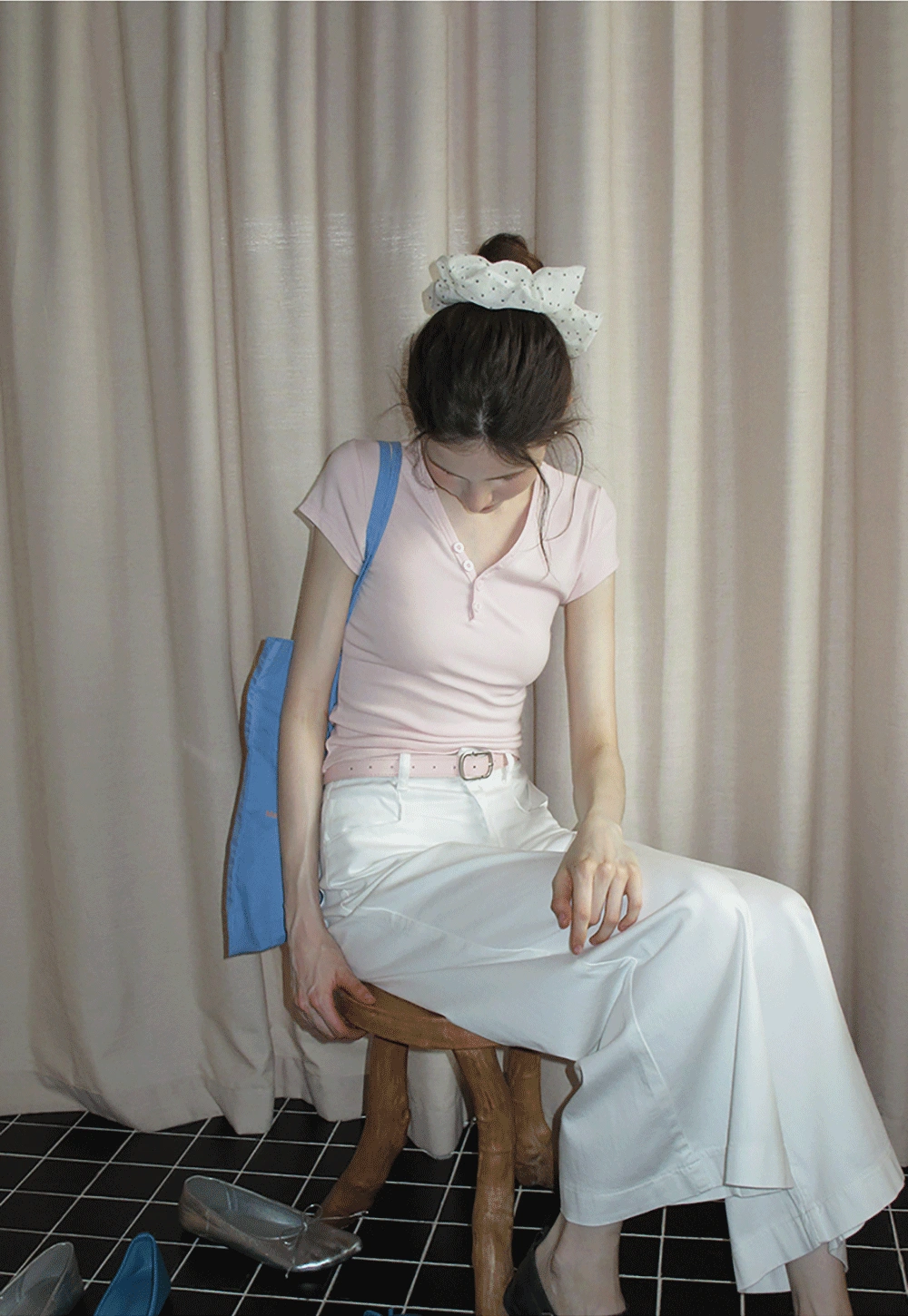 Women's V Neck Button Front Short Sleeve T-Shirt