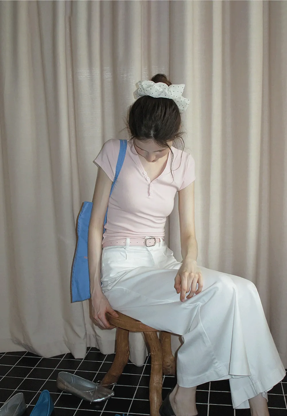 Women's V Neck Button Front Short Sleeve T-Shirt