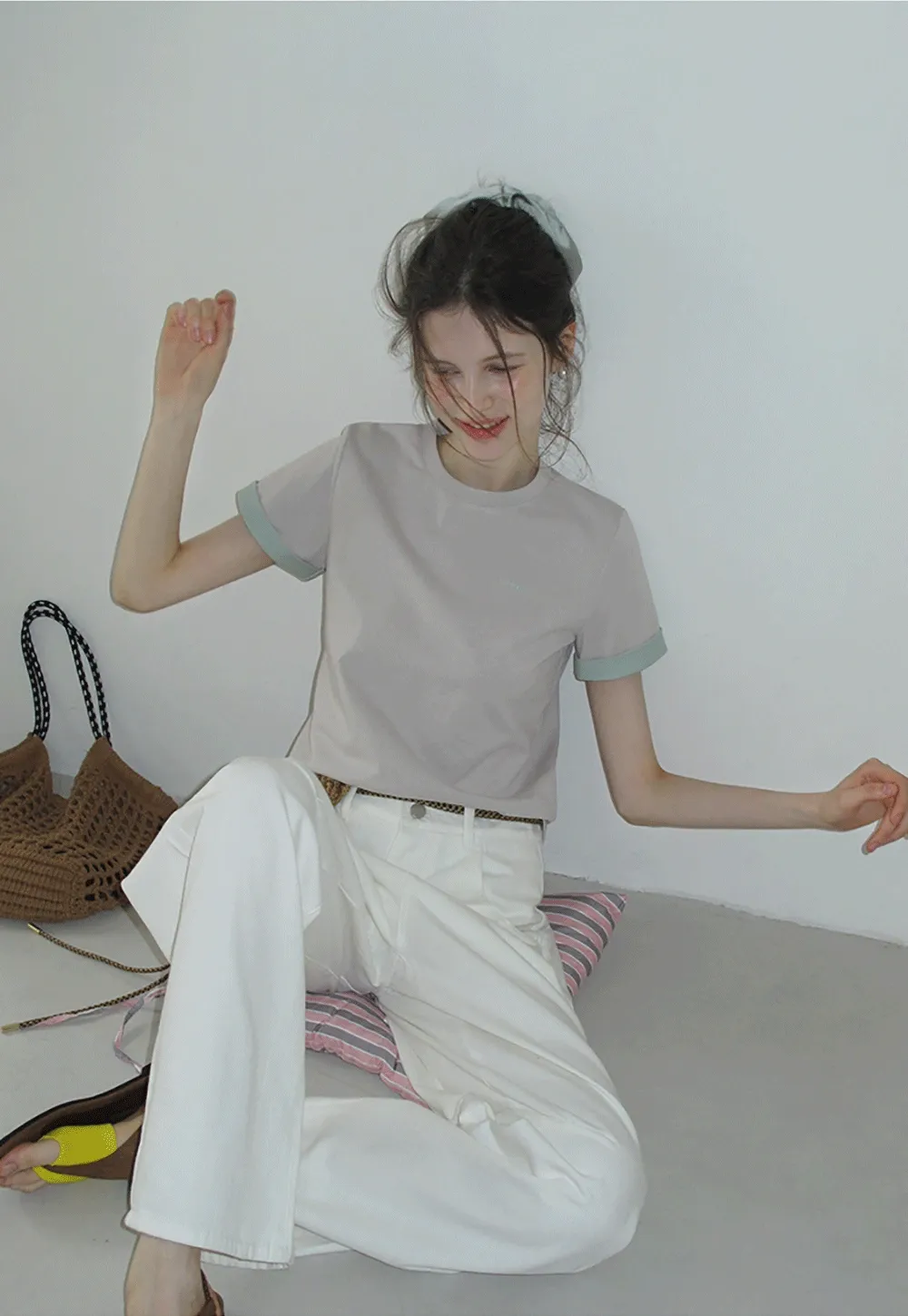 Women's Contrast Trim Crewneck T-Shirt