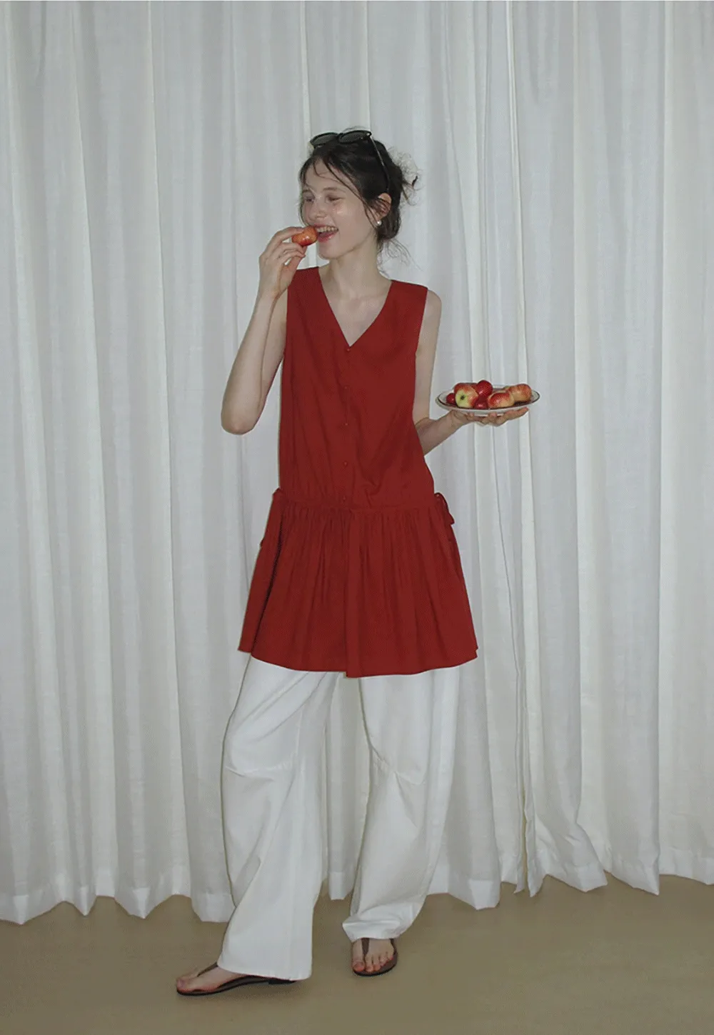 Buttoned Drop-Waist Sundress