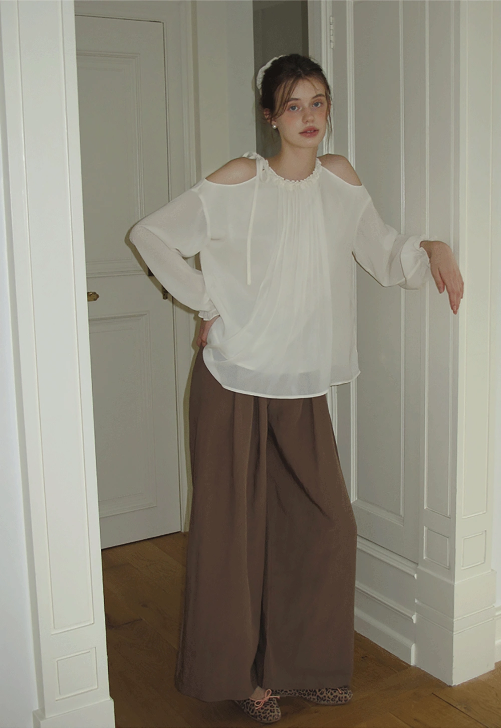 Women’s Cold-Shoulder Pleated Blouse