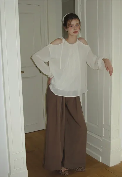 Women’s Cold-Shoulder Pleated Blouse