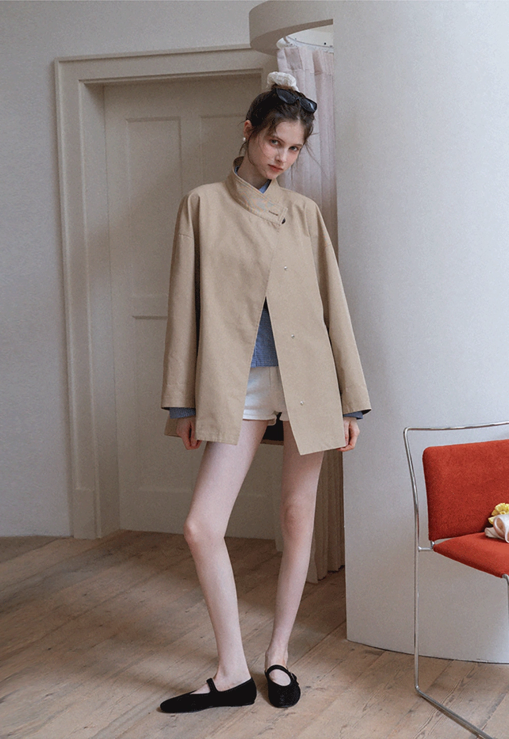 Women's Stand Collar Short Trench Coat
