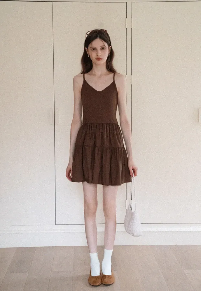 Wrap Tie Top & Tiered Cami Dress Set