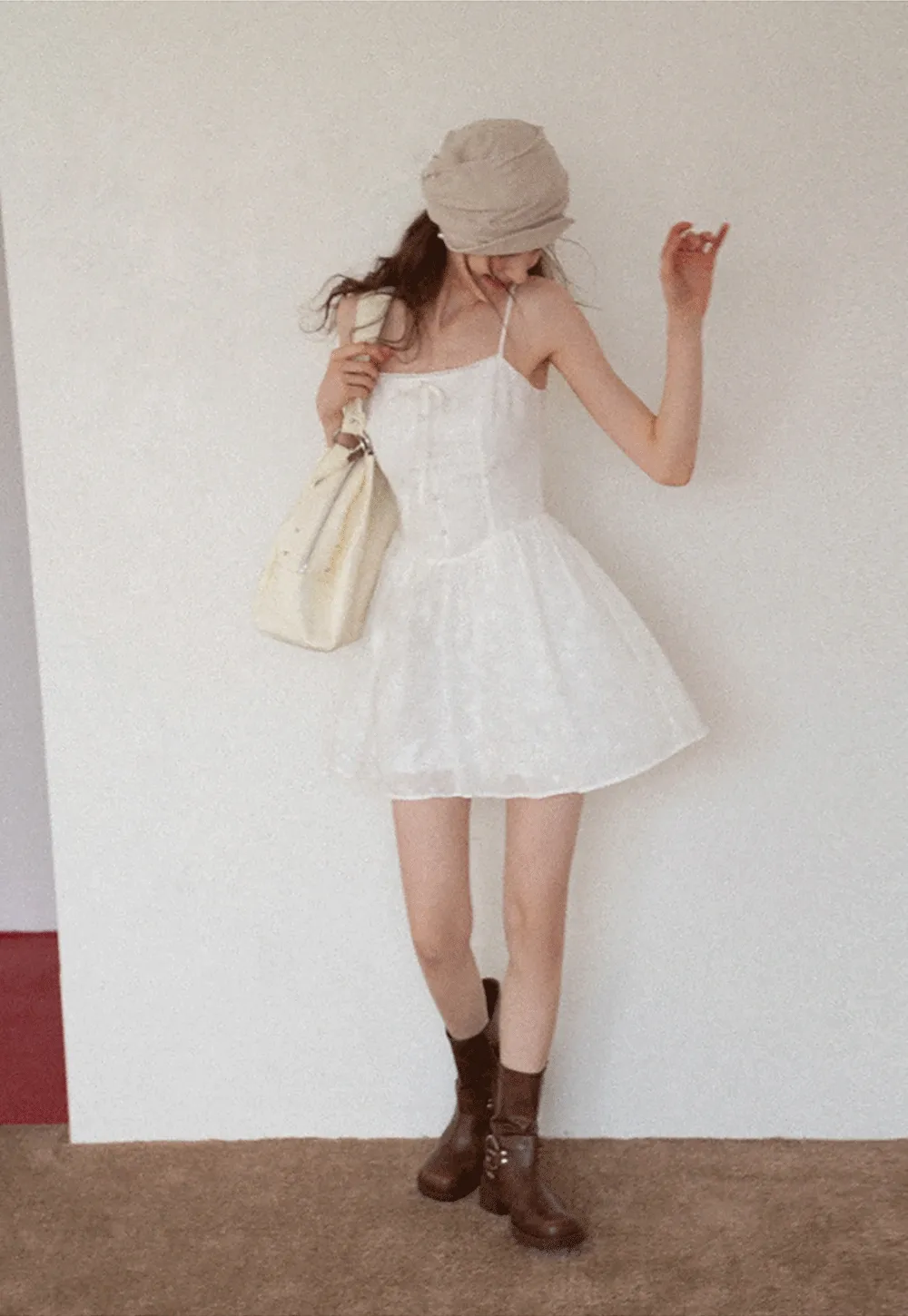 Women's Eyelet Tie-Front Button Cami Sundress