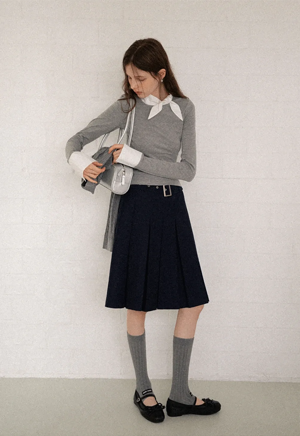 Women's Colorblock Scarf Neck Long Sleeve Top