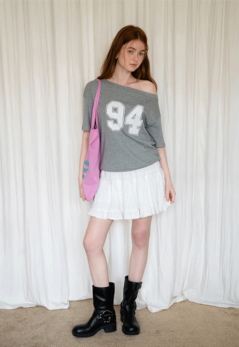 Lace-Trim White Tiered Skirt