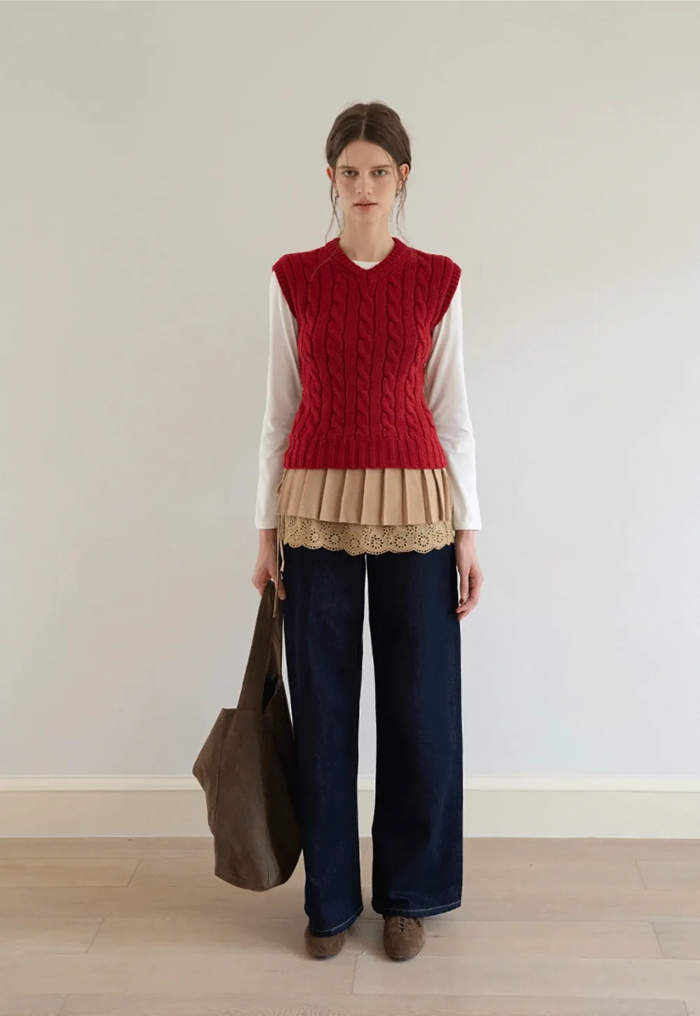 V Neck Sleeveless Knit Pullover Vest