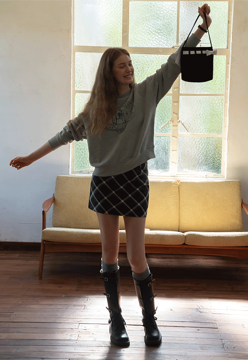 Dog Graphic Print Oversized Crew Neck Sweatshirt